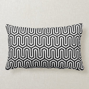 Coussin Rectangle Motif d'art égyptien noir et blanc