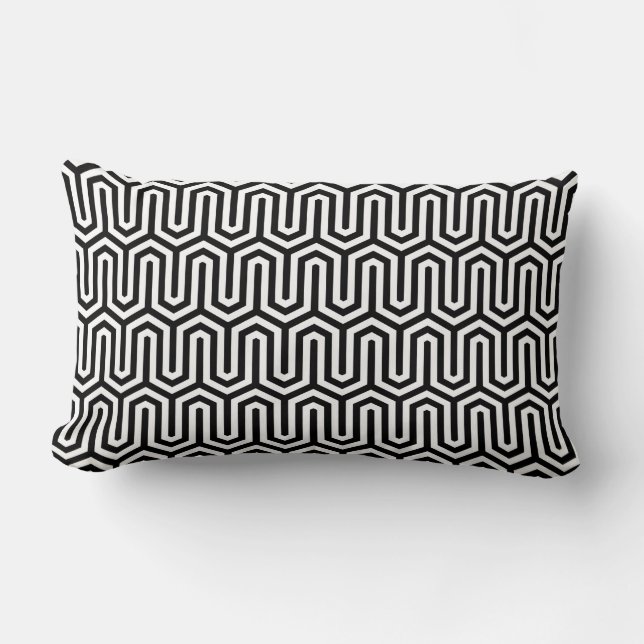 Coussin Rectangle Motif d'art égyptien noir et blanc (Recto)