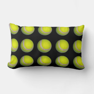 Coussin Rectangle Motif de balle de tennis noir jaune,