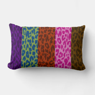 Coussin Rectangle Motif de bande de peau Empreinte de léopard multic