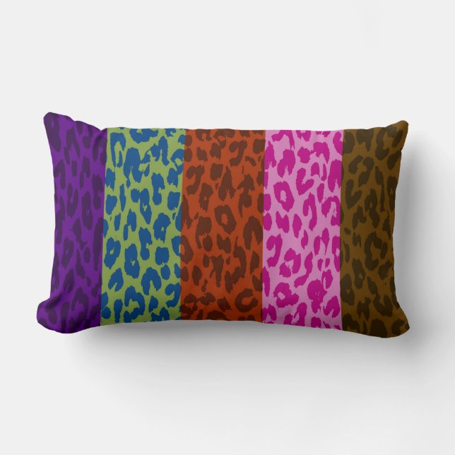 Coussin Rectangle Motif de bande de peau Empreinte de léopard multic (Recto)
