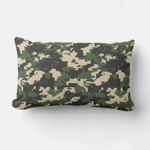 Coussin Rectangle Motif de camouflage numérique vert