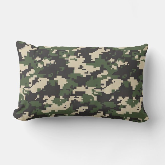 Coussin Rectangle Motif de camouflage numérique vert (Recto)