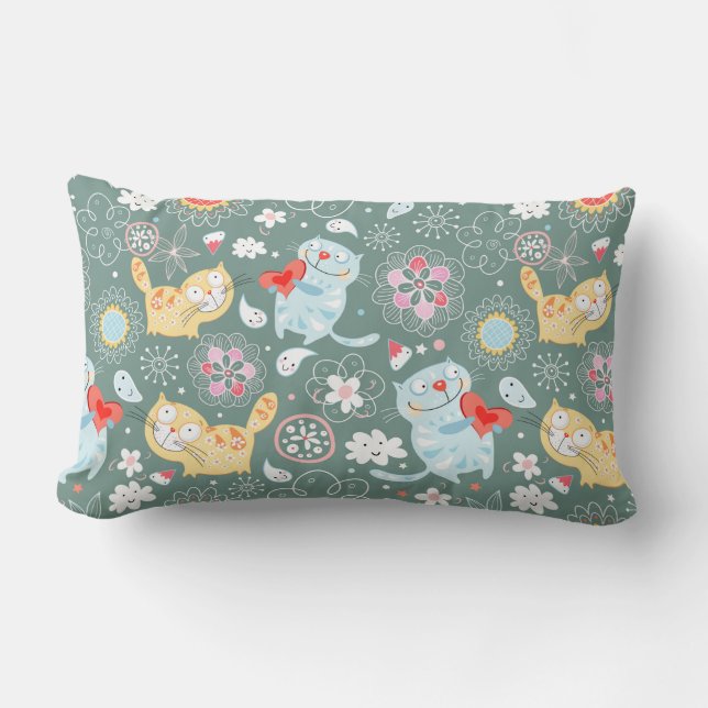 Coussin Rectangle Motif de chats mignons (Recto)
