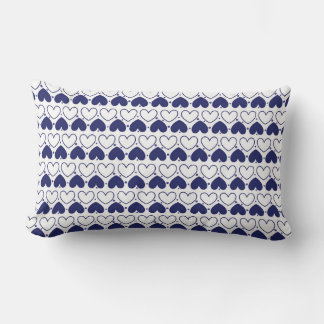 Coussin Rectangle Motif de cœur contourné bleu marine
