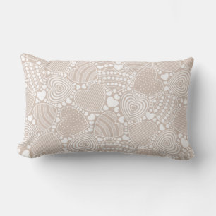Coussin Rectangle Motif de coeurs décoratifs beige