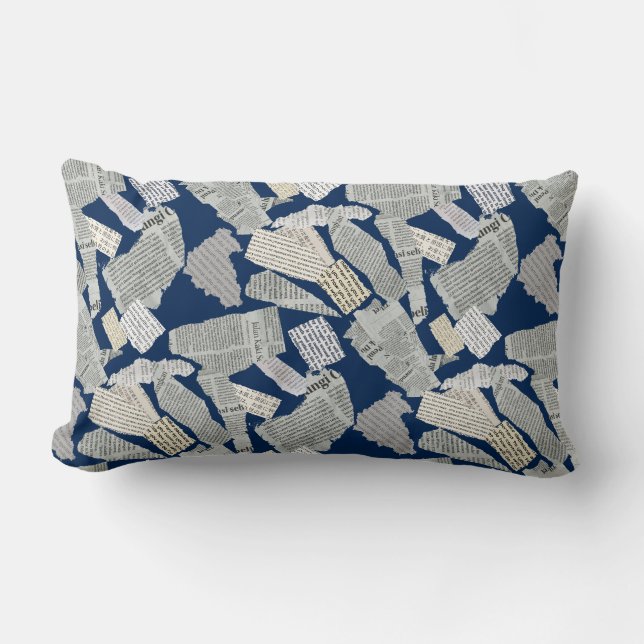Coussin Rectangle Motif de coupure de journal 01x4.b DBlue (Recto)