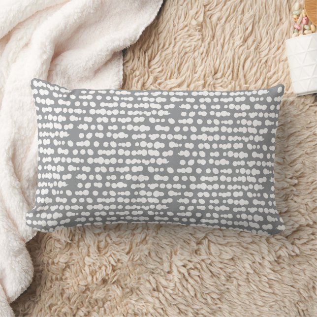 Coussin Rectangle Motif de création de points organiques gris (Couverture)