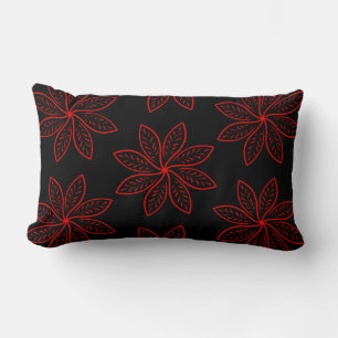 Coussin Rectangle Motif de Crimson sur le dos solide noir