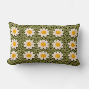 Coussin Rectangle Motif de crochet esthétique Mamie Daisy Floral Rét