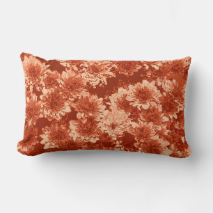 Coussin Rectangle Motif de Dahlia Graphique Moderne, Orange Mandarin