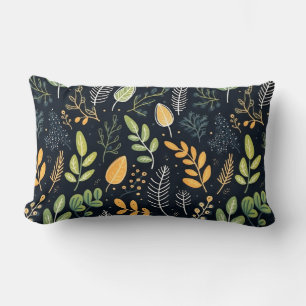 Coussin Rectangle Motif de feuillage vert et jaune élégant 