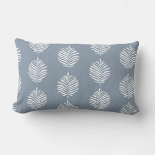 Coussin Rectangle Motif de feuille de palmier côtier bleu poussiéreu