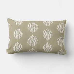 Coussin Rectangle Motif de feuille de palmier côtier Olive brumeux