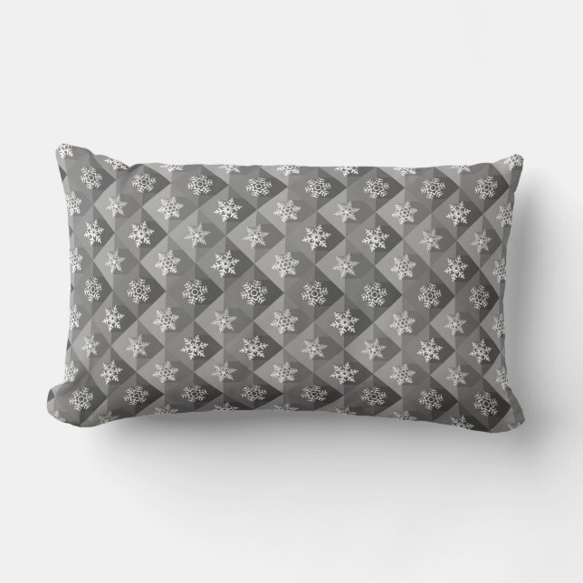 Coussin Rectangle Motif de flocons gris blanc moderne (Recto)