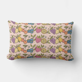 Coussin Rectangle Motif de fruits Pastel en rose rétro