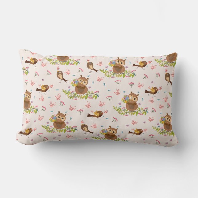 Coussin Rectangle Motif de hibou (Recto)