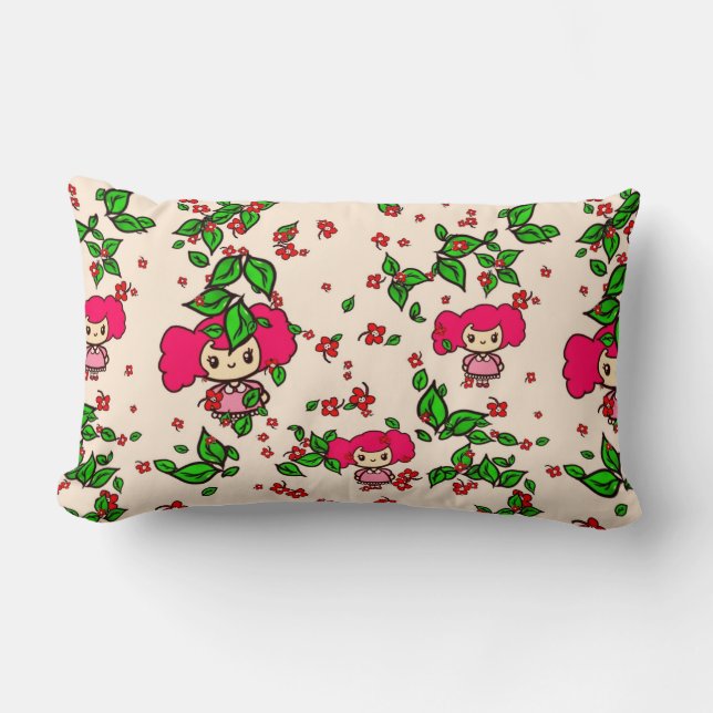 Coussin Rectangle Motif de Kawaii Chibi Girl PinkyP personnalisé (Recto)