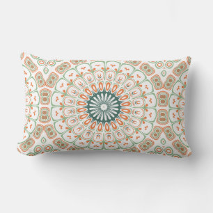 Coussin Rectangle Motif de mandala moderne orange et vert