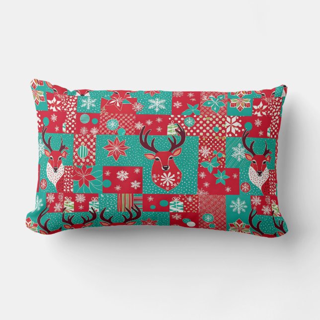 Coussin Rectangle Motif de Noël festif (Recto)
