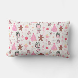 Coussin Rectangle Motif de Noël rose