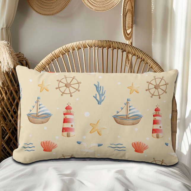 Coussin Rectangle Motif de phare Boho Nautical Boat (Créateur téléchargé)