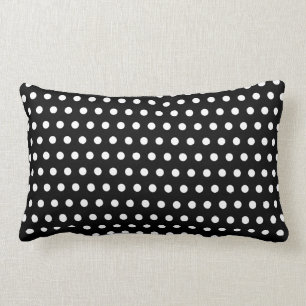 Coussin Rectangle Motif de point noir et blanc de polka. Tacheté