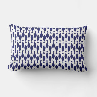 Coussin Rectangle Motif de poissons côtiers bleus et blancs