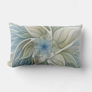 Coussin Rectangle Motif de rêve floral Abstrait Bleu Kaki Fractal