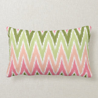 Coussin Rectangle Motif de stripes Zig Zag Pink Green Ikat Chevron