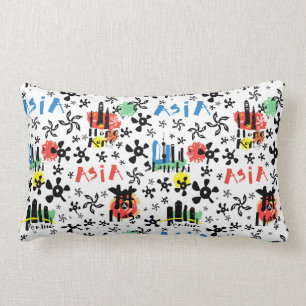 Coussin Rectangle Motif de symboles de l'Asie  