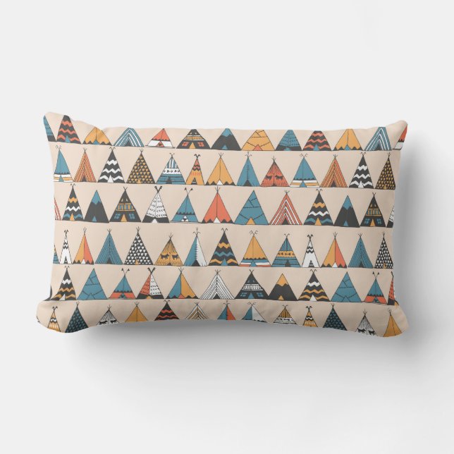 Coussin Rectangle Motif de tipi. Tente d'été autochtone de Wigwam (Recto)