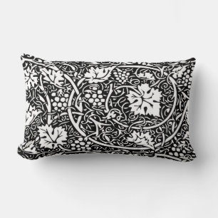 Coussin Rectangle Motif de vigne de raisin noir et blanc de William 
