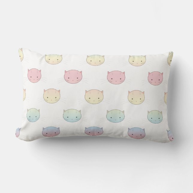 Coussin Rectangle Motif de visages de chatons pastel mignons (Recto)