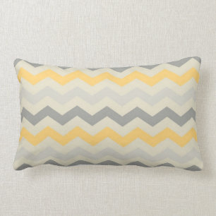 Coussin Rectangle Motif de zigzag jaune gris d'impression de zigzag