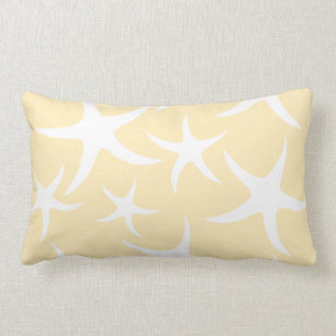 Coussin Rectangle Motif des étoiles de mer dans le blanc et le jaune