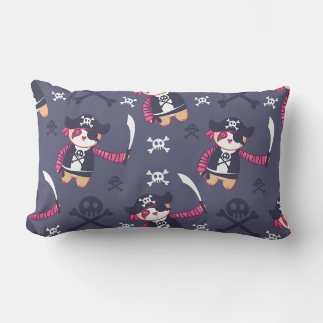 Coussin Rectangle Motif d'ours Panda Pirate (Recto)