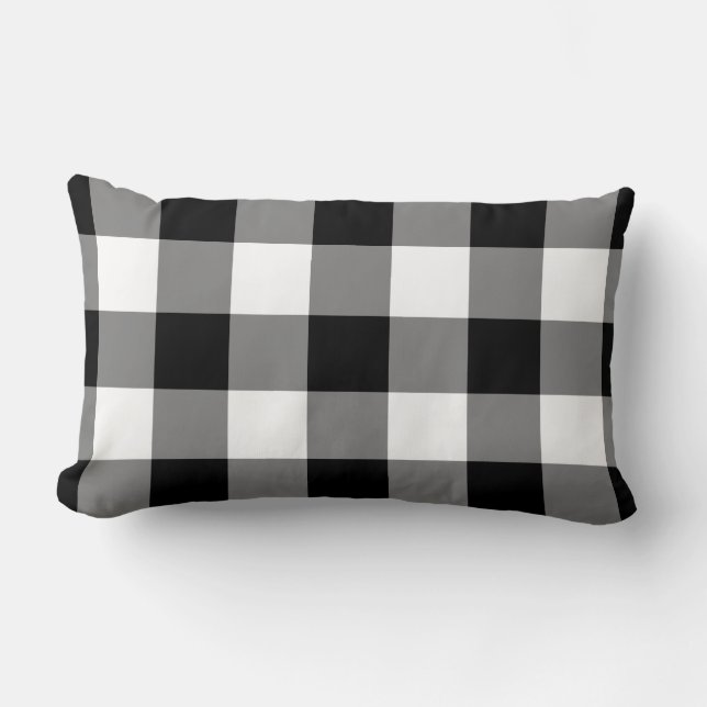 Coussin Rectangle Motif En vichy noir et blanc (Recto)