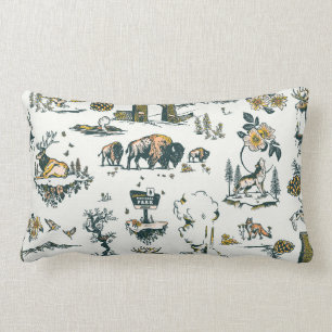 Coussin Rectangle Motif faunique du parc national Yellowstone