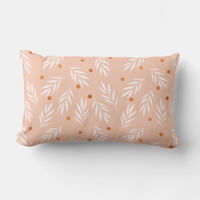 Coussin Rectangle Motif Feuille moderne Apricot rose (Recto)