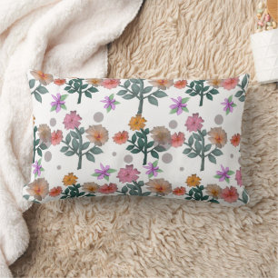 Coussin Rectangle Motif floral aquarelle coloré   