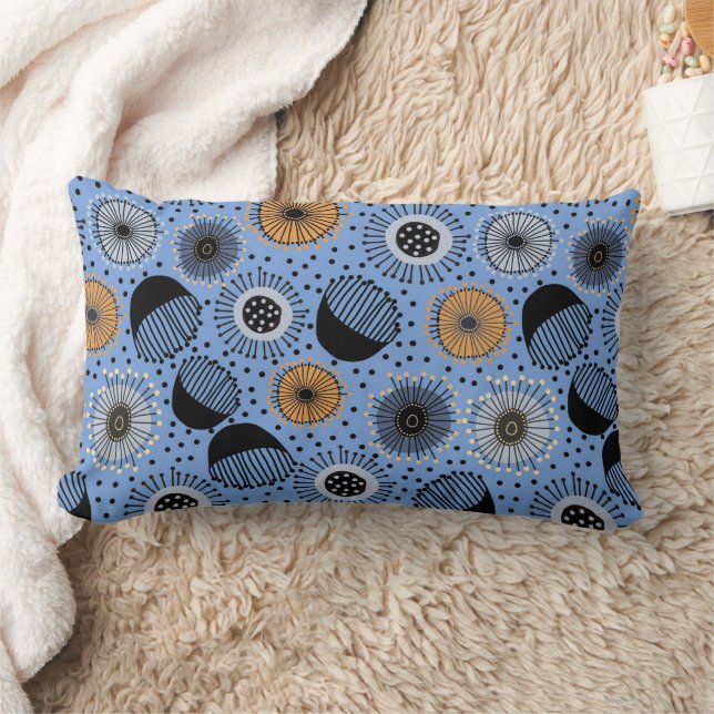 Coussin Rectangle Motif Floral Bleu Moderne Pilote (Couverture)