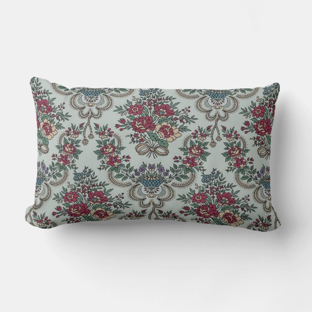 Coussin Rectangle Motif floral coloré Fleurs tendance et Feuilles (Recto)
