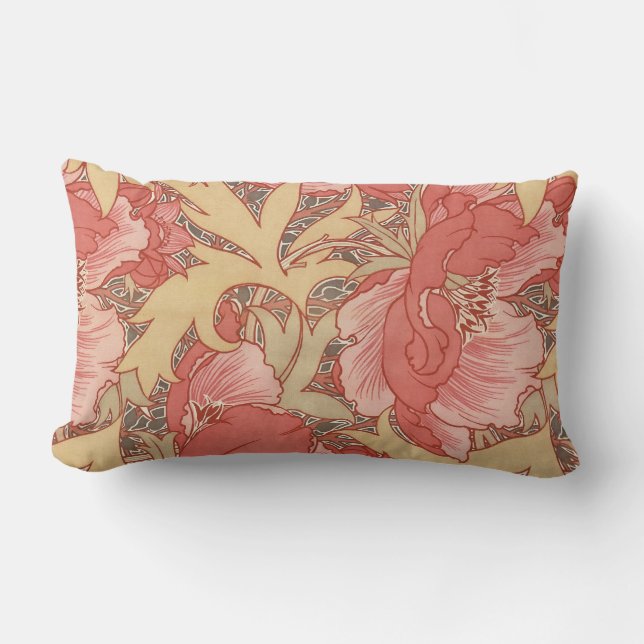 Coussin Rectangle Motif floral de Nouveau d'art de pavots de William (Recto)
