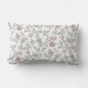Coussin Rectangle Motif floral de rose patrimoniale vintage