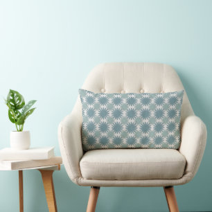 Coussin Rectangle Motif floral élégant moderne bleu cyan gris