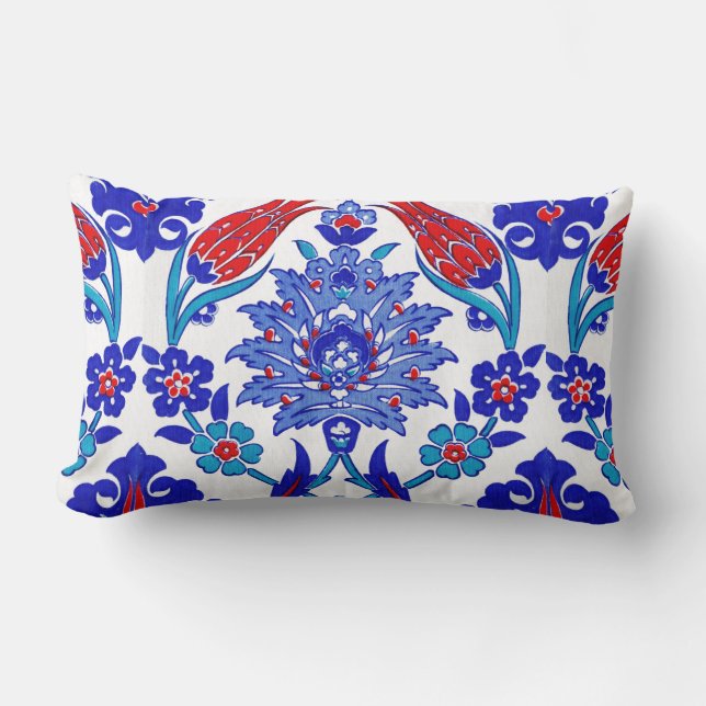 Coussin Rectangle Motif floral turc fait main antique de tuile de (Recto)