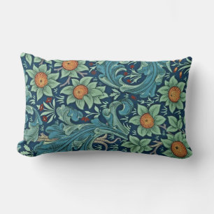 Coussin Rectangle Motif floral William Morris Rouge Jaune bleu vert