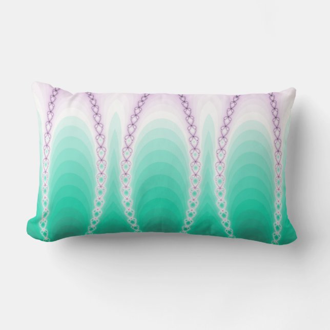 Coussin Rectangle Motif fractal abstrait - Dégradé vert violet (Recto)