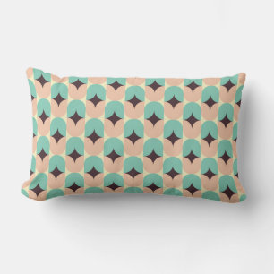 Coussin Rectangle Motif géométrique de formes sarcelle, beige et noi